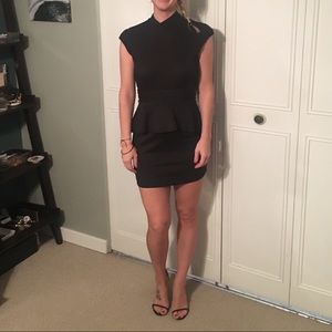 Black nylon peplum dress